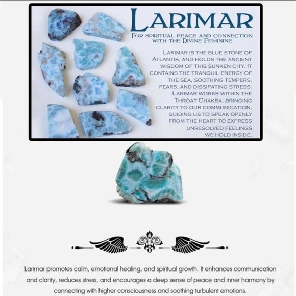 Larimar ✦ Wire Wrap Cuff ✦ 3-Stone Gold Over Copper Ocean Calm Talisman NWT - Picture 5 of 13